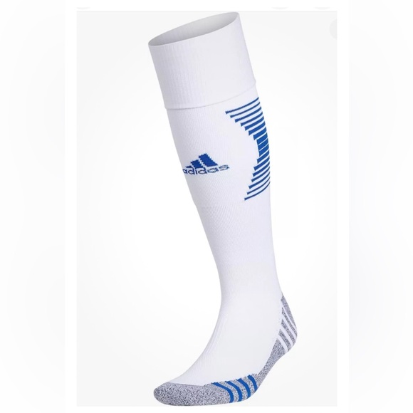 Adidas Team Speed OTC Soccer Socks 1 Pair Youth 13C-4Y White & Blue w Logo NEW! - Picture 2 of 11